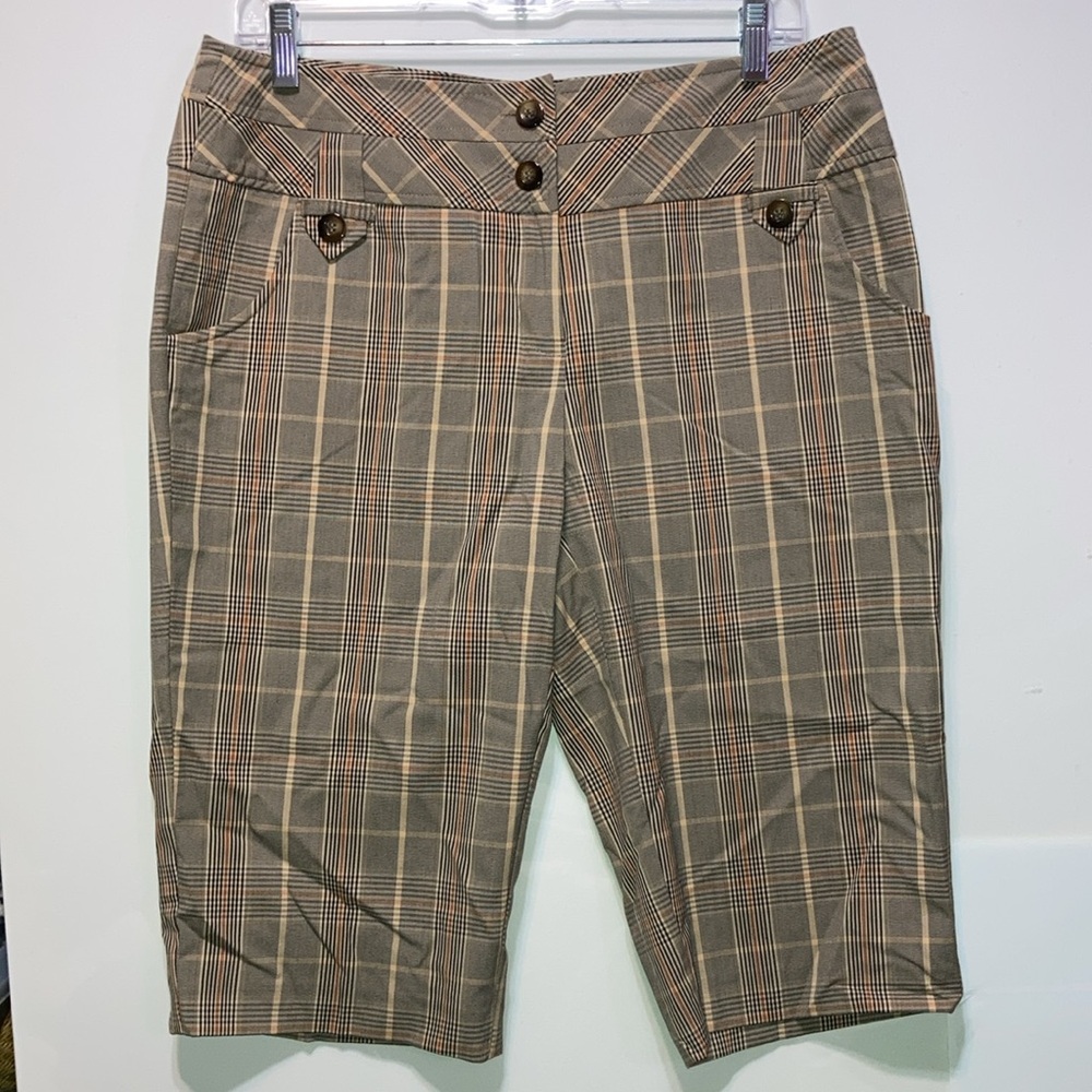 Studio 1940 size 10 plaid pedal pusher pants 24.5" long 14.5" inseam EUC 11173